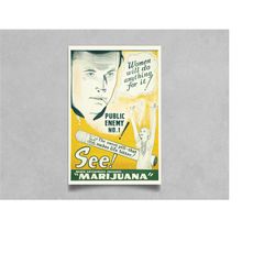 reefer madness propaganda movie poster - retro marijuana warning art print - 1940s style wall decor