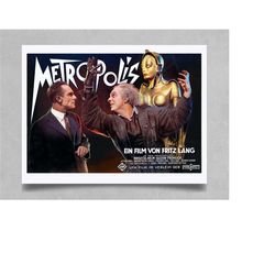 rare vintage metropolis fritz lang cinema poster print, classic movie art decor