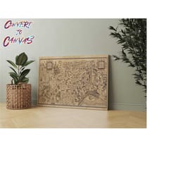 harry potter maps, hogwarts map wall art, movie series map wall art, hogwarts printed canvas, harry potter wall art, fan