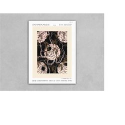 flower pochoir floral pattern in art nouveau style, 1914 vintage poster reprint home decor wall art office decor