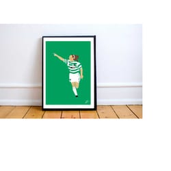 henrik larsson poster print. a4/a3, larsson, celtic, hoops, scotland, sweden, football, soccer, art, pop art, card, mode