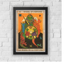 wheel of fortune print vintage advert vintage style magazine retro print- home deco poster a3 tarot tarot card major arc