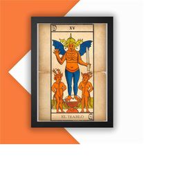 the devil print vintage advert vintage style magazine retro print- home deco poster a3 tarot tarot card major arcana