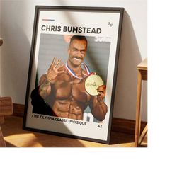 chris bumstead poster, body building poster, mid-century modern print, minimalist poster, office wall art