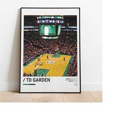 td garden poster, boston celtics poster, nba decor, minimalist sports poster, office wall art, stadium print download