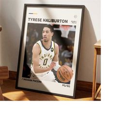 tyrese haliburton poster, nba poster, indiana pacers poster, minimalist poster, office wall art, boys room decor