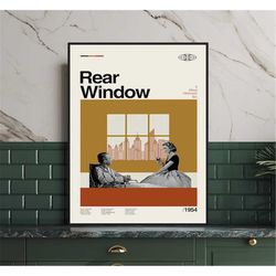 rear window movie poster, rear window retro, minimalist