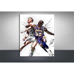 larry bird, magic johnson poster, gallery canvas wrap,
