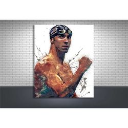 michael phelps poster, gallery canvas wrap, man cave,