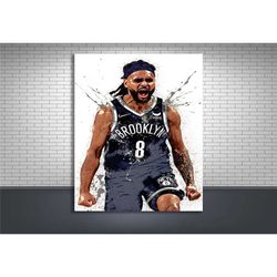 patty mills poster, brooklyn nets, gallery canvas wrap,