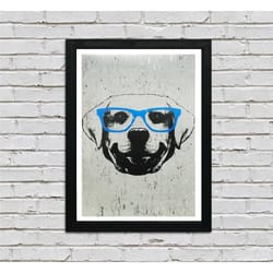 limited edition labrador retriever with blue glasses -