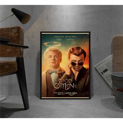 good omens retro poster, kraft paper print, movie