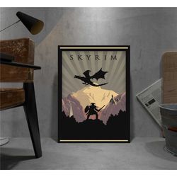 elder scrolls skyrim poster, kraft paper print, movie