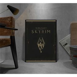 elder scrolls skyrim poster, kraft paper print, movie