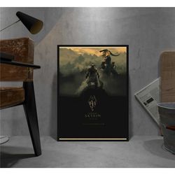 elder scrolls skyrim poster, kraft paper print, movie