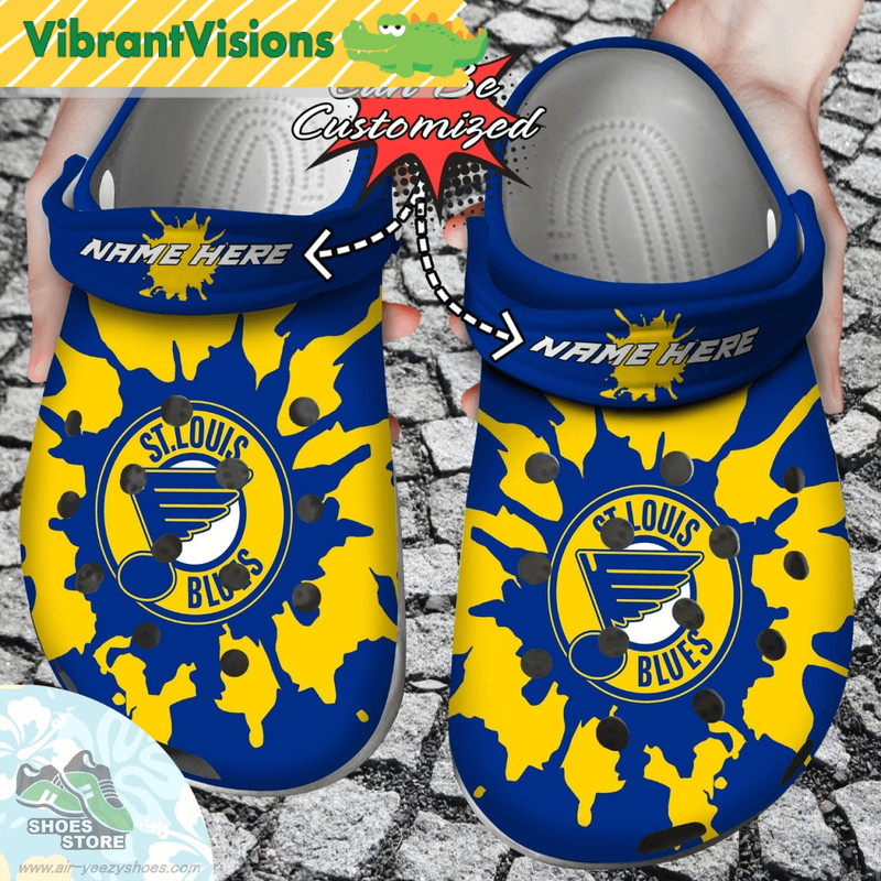 Personalized St Louis Blues Color Splash Clog Shoes Hockey Crocs Shoes 0