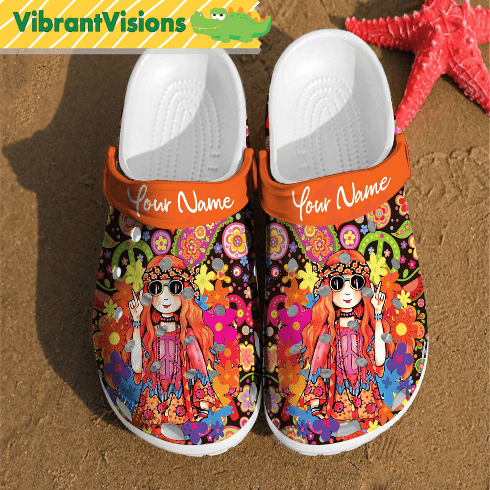 Personalized Hippie Girl Comfortable Women Classic Style Birthday Crocs Clog Shoes 0