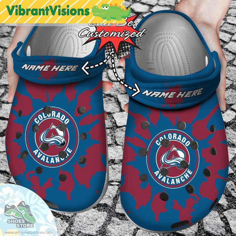 Personalized Colorado Avalanche Color Splash Clog Shoes Hockey Crocs Shoes 0
