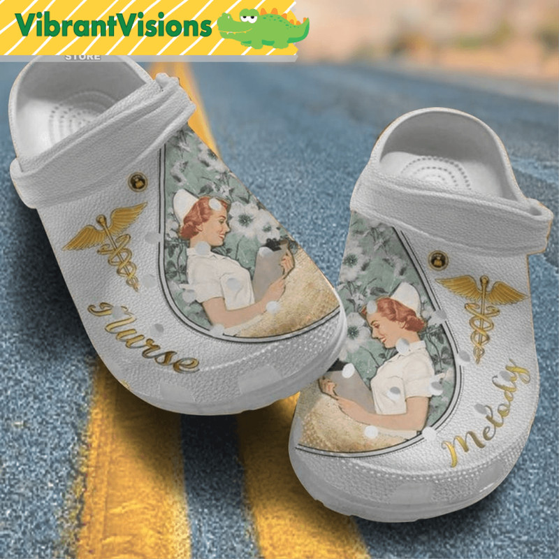 Nurse Hero Caduceus White Flower Mothers Day Birthday For Nurse Mom Crocs Shoes 0