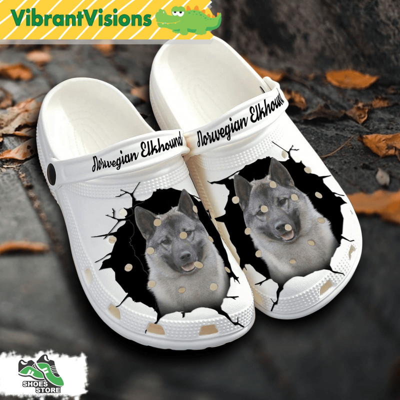 Norwegian Elkhound Custom Name Crocs Shoes Love Dog Crocs 0