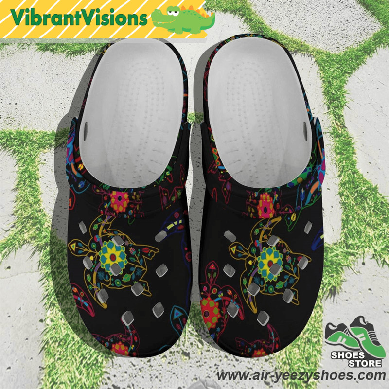 Neon Floral Turtle Muddies Unisex Crocs Shoes 0