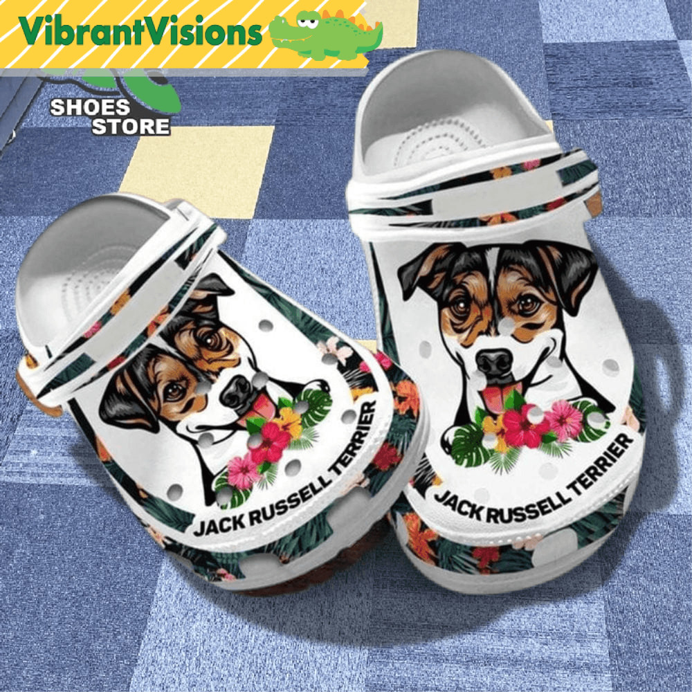 Jack Russell Terrier Dog Mom Crocs Hibiscus Flowers Crocs Shoes 0