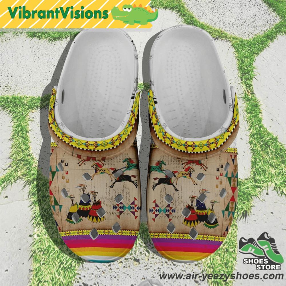 Horses Running White Clay Muddies Unisex Crocs Shoes 0