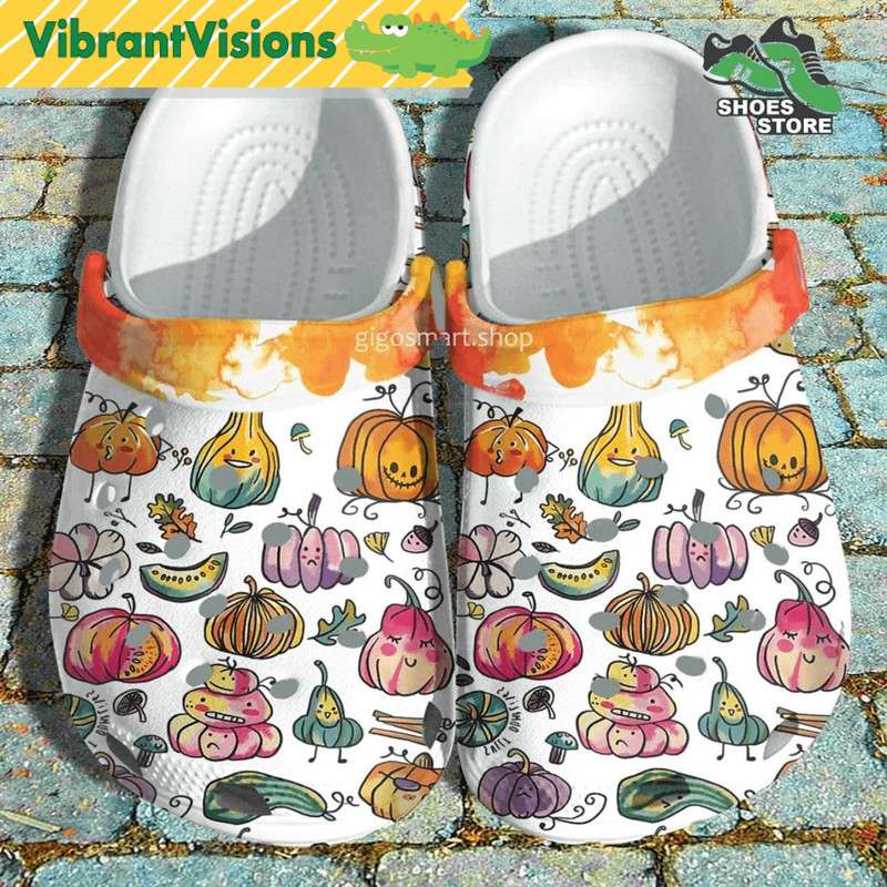 Halloween Fruit Pattern Crocs Shoes Birthday Fall Sticker Pumpkin Crocs Shoes Thanksgiving 0