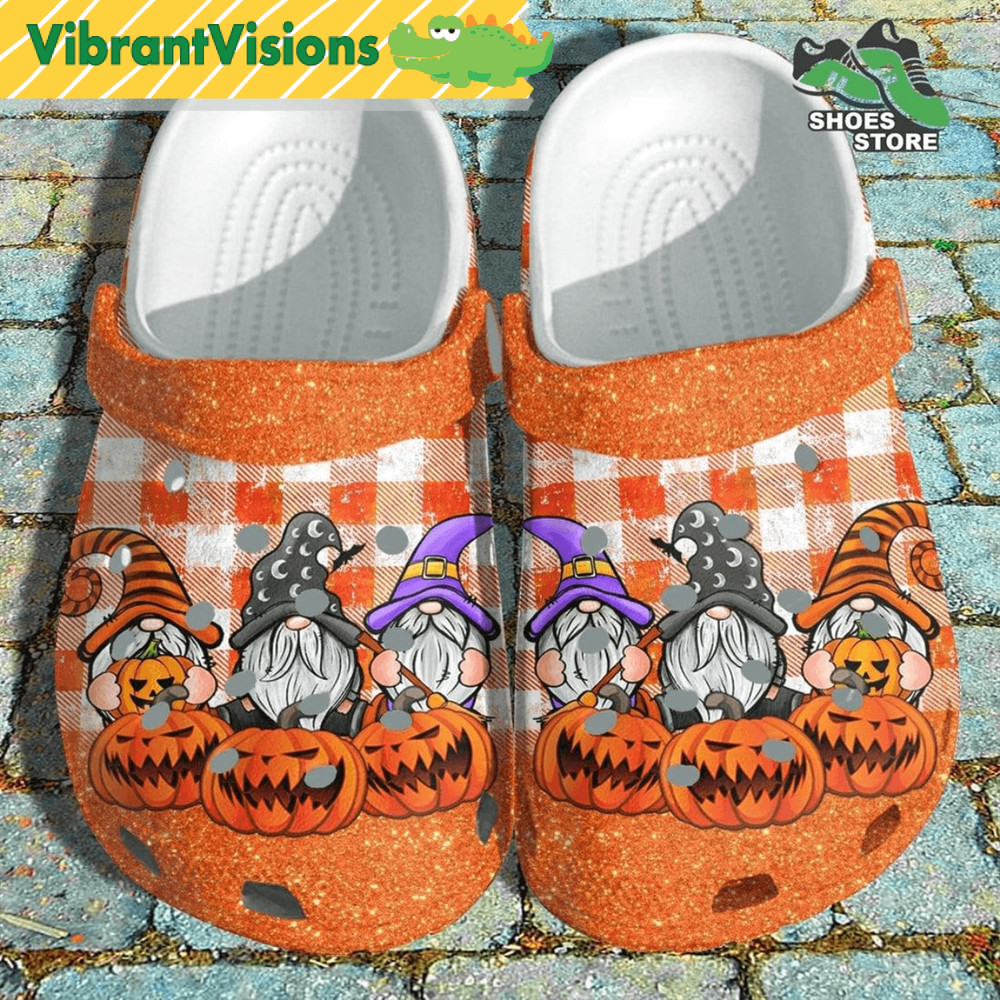 Gnomies Witch Halloween Autumn Crocs Shoes Gnomes And Evil Pumpkin Crocs Shoes 0