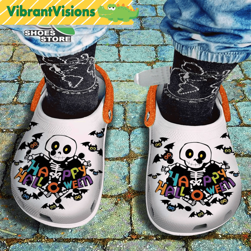 Funny Skellington Happy Halloween Crocs Shoes Skeleton Bat Costume Crocs Shoes Gifts Brother 0