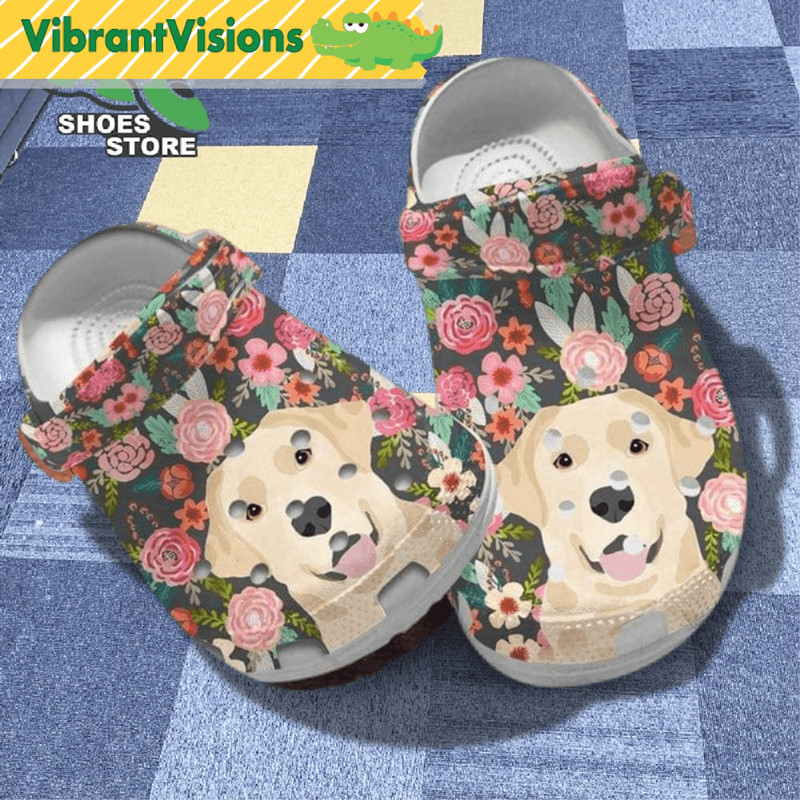 Floral Labrador Slippers Flowers Labrador Dog Art Owner Dog Mom Gift Crocs Shoes 0