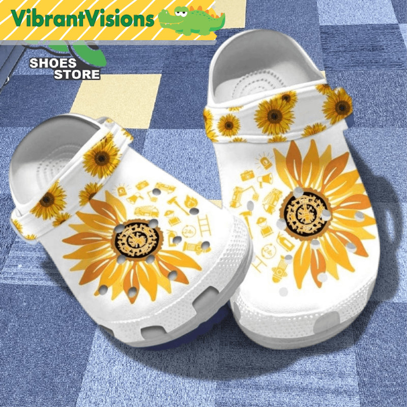 Firefighter Sunflowers Firefighter Lovers Gift Father Gift Mom Gift Crocs Shoes 0