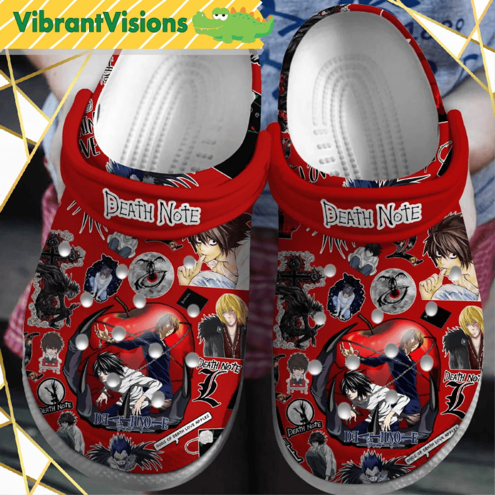Death Note Anime Cartoon Red Crocs Shoes 0