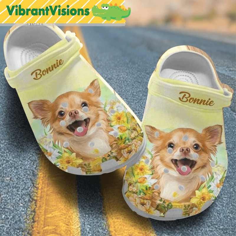 Chihuahua Puppy Yellow Flowers Dogs Day Birthday Valentines Day For Chihuahua Mom Crocs Shoes 0
