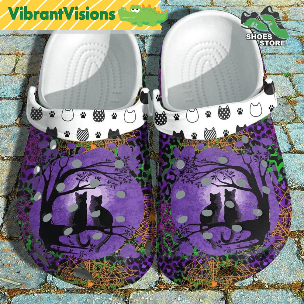Cat Couple Nightmare Crocs Shoes Leopard Spooky Season Crocs Shoes 0