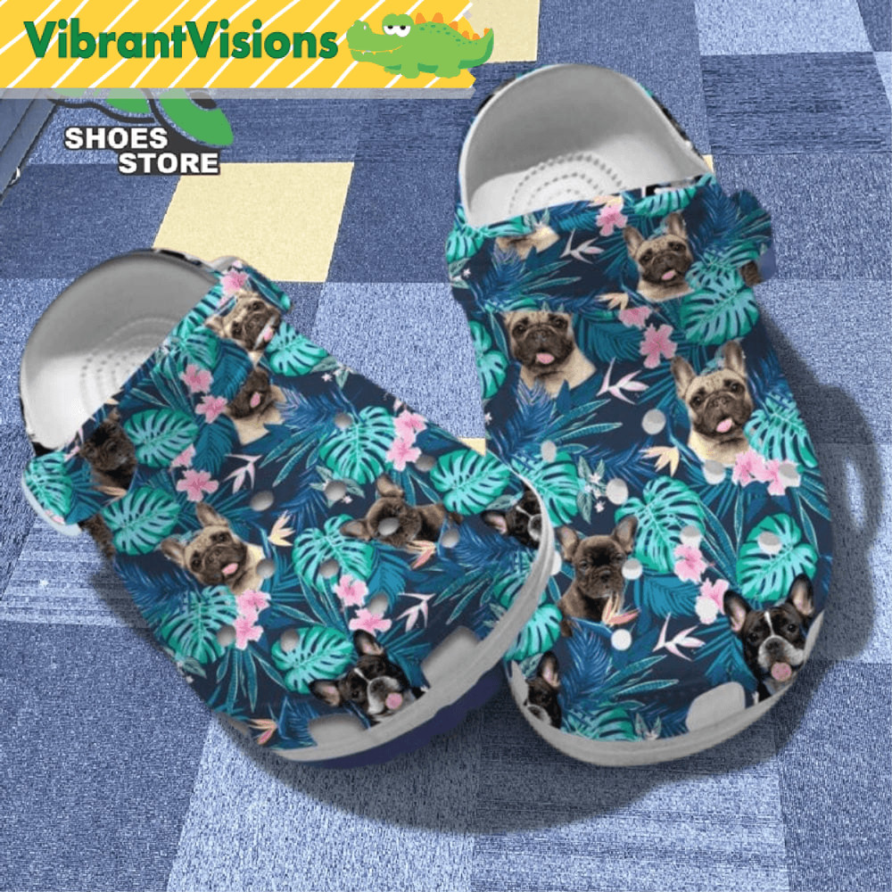 Camo French Bulldogbulldog Tropical Leaf Pattern Dog Mom Gift Crocs Shoes 0