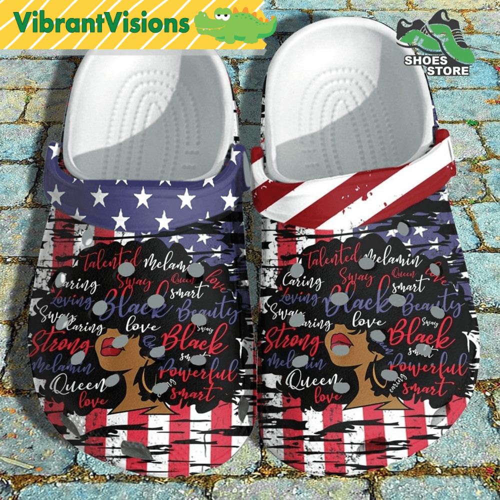 Black Queen Melanin African America Flag Crocs Shoes 0