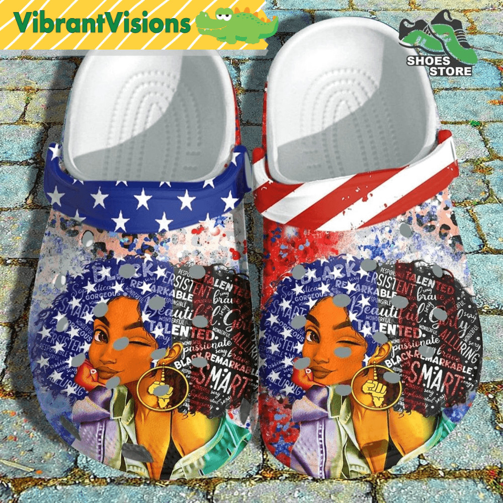 Black Girl Magic African American 4th Of July Crocs Leopard Queen Crocs Shoes 0