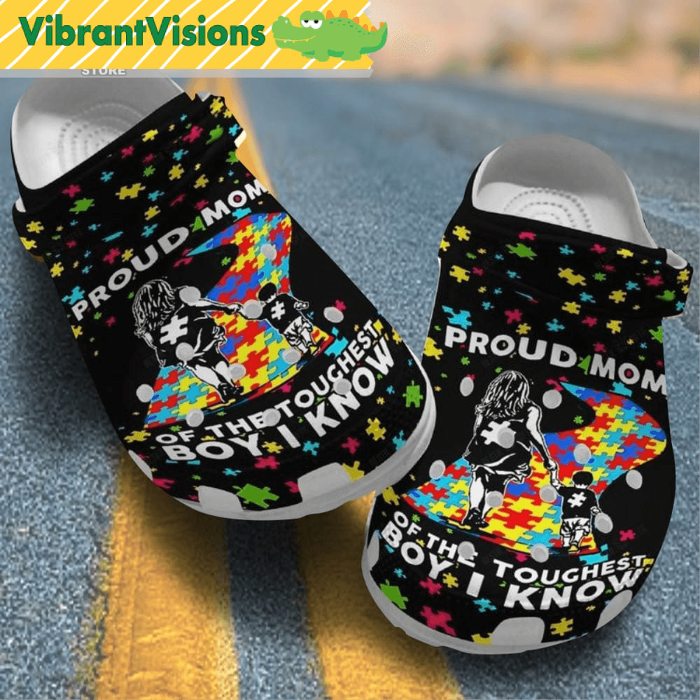 Autism Mom And Son Crocs Puzzle Classic Clog Shoes 3