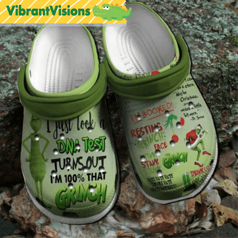 The Grinch Face DNA Test Christmas Clogs Shoes 0