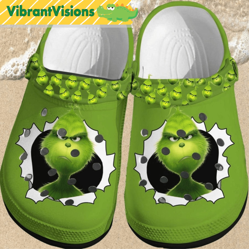 The Grinch Face Angry Scratch Christmas Grinchmas Clogs Shoes 0