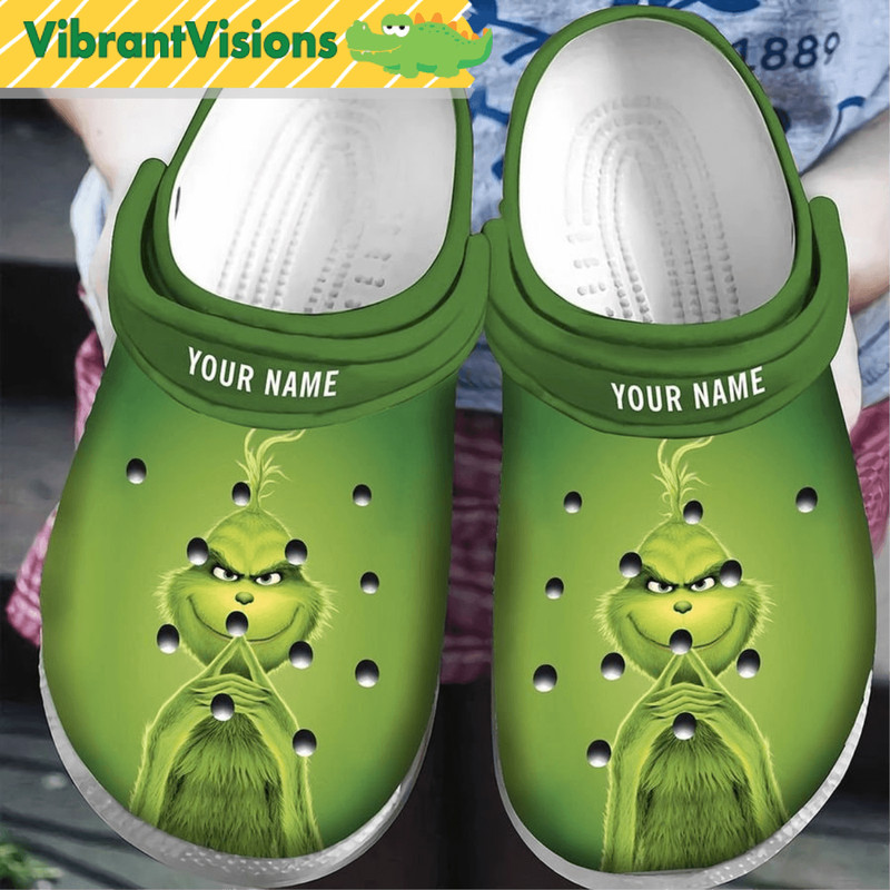 The Grinch Christmas Custom Name Clog Shoes For Fans 1
