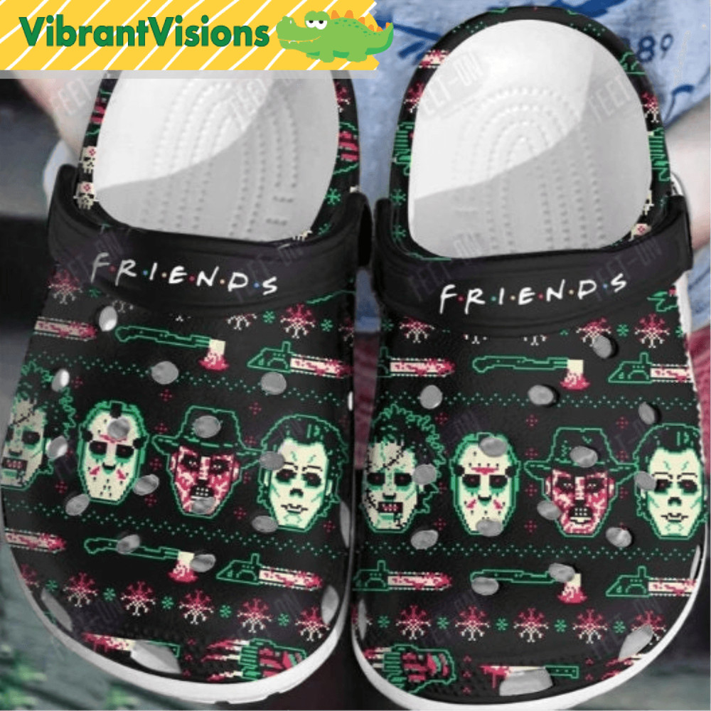 Pixel Art Friends Horror Movie Halloween Clogs Shoes 0