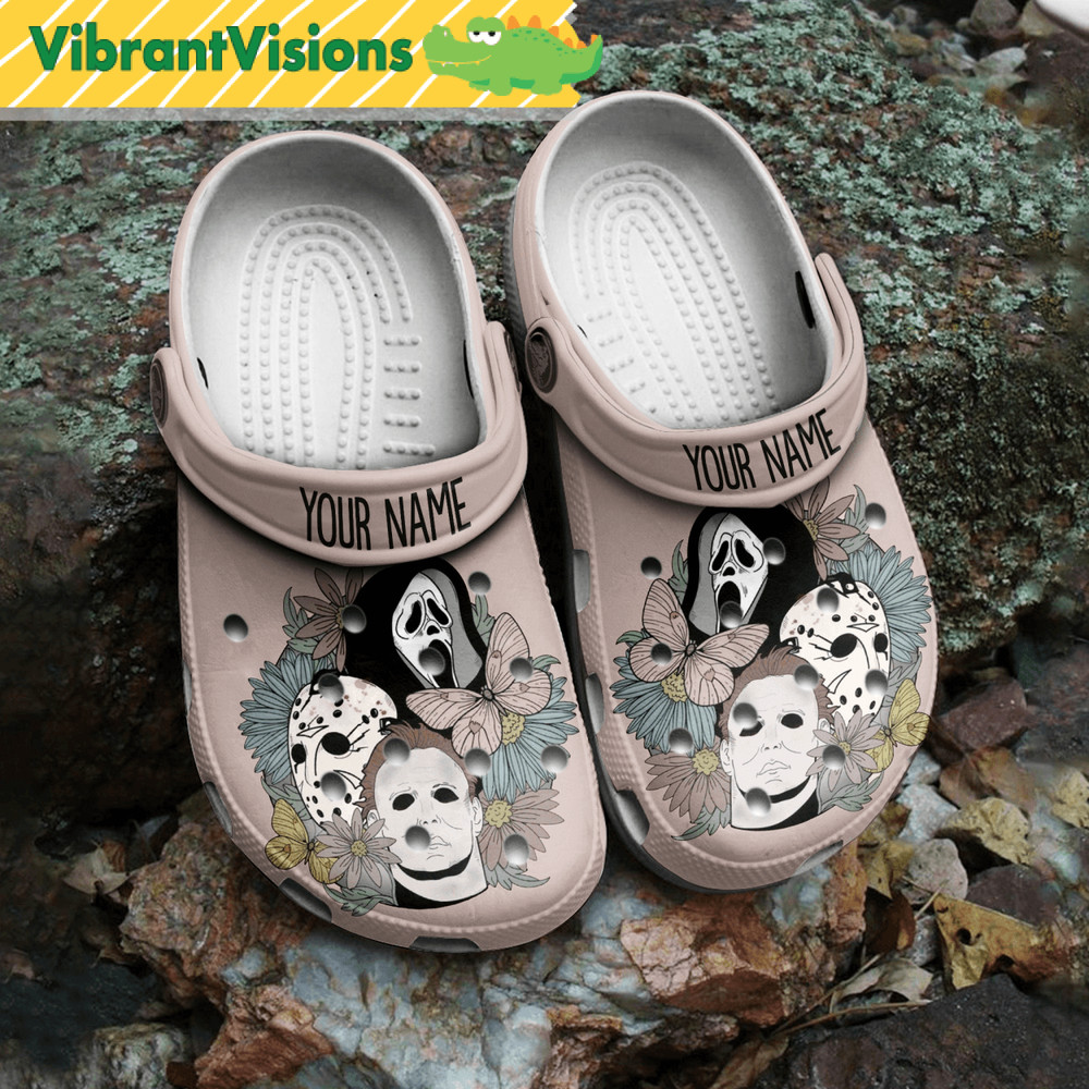 Personalized Horror Movies Floral Halloween Clogs Shoes 0