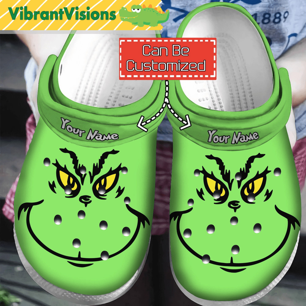 Grinch Christmas Simple Custom Name Clog Shoes For The Fans 0
