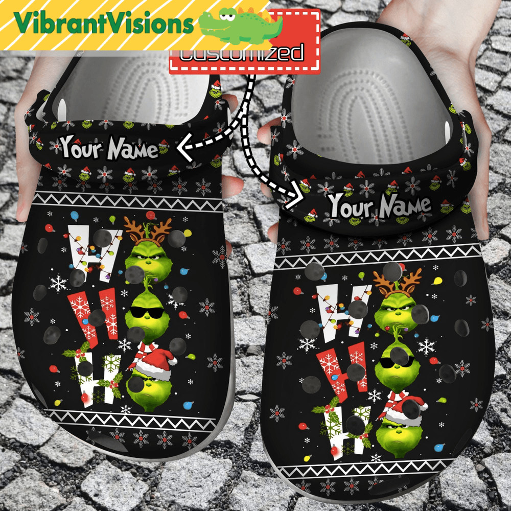 Grinch Christmas Hohoho Custom Name Clog Shoes For The Fans 0