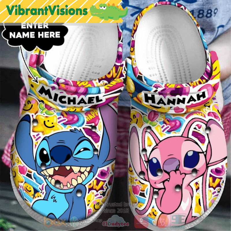 Disney Stitch Angel Custom Name Crocs Shoes Gift For Family 0