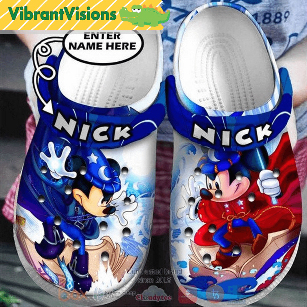 Disney Mickey Mouse Wizard Custom Name Clogs Shoes For Trip 0