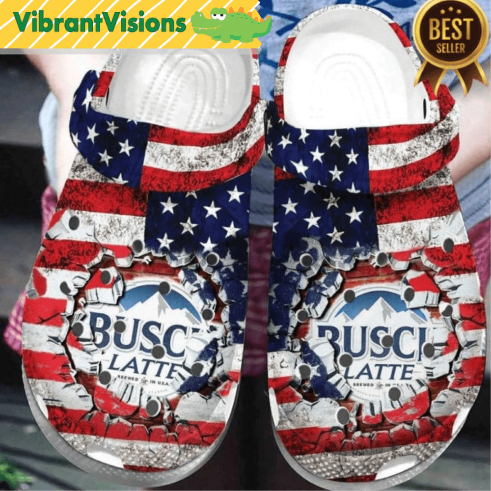 Busch Latte America Flag Light Beer Clog Shoes 0