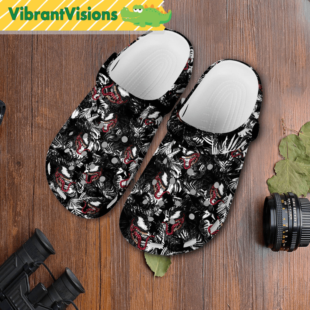 Venom Hibiscus Summer Beach Shoes Venom Shoes Venom Spider Man Beach Clog Shoes Marvel Comic Sandal 0